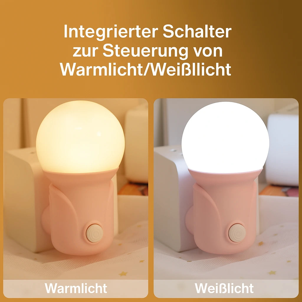 Nachtlicht Steckdose Mobil – 2 Farben, Augenschonend