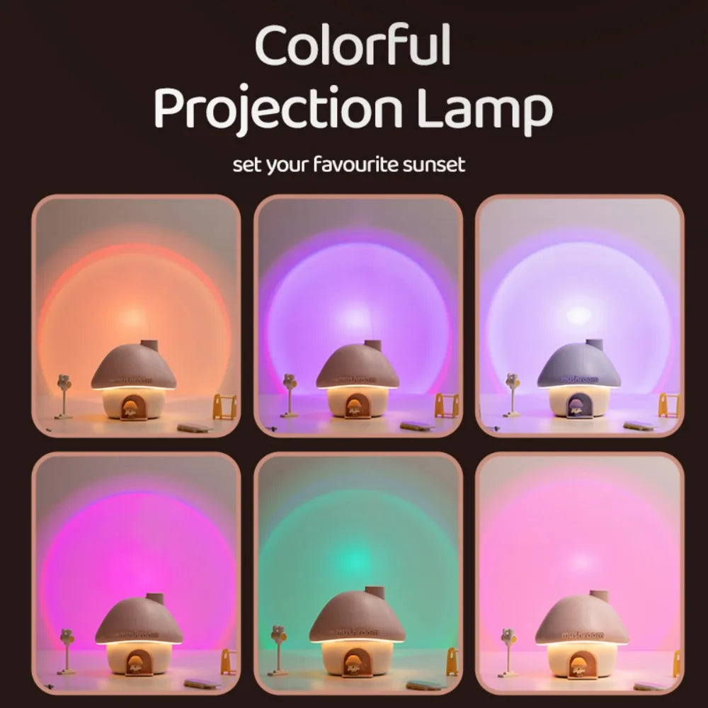 Nachtlicht & Luftbefeuchter Pilzhaus – LED, USB, Aroma
