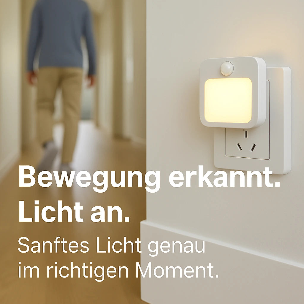 Nachtlicht mit Bewegungssensor für die Steckdose im Flur – Licht schaltet sich automatisch bei Bewegung ein