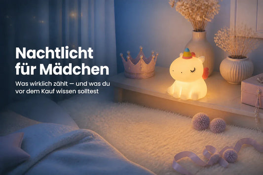 Süße Tier-Nachtlichter für Mädchen leuchten sanft in einem zauberhaften Kinderzimmer bei Nacht