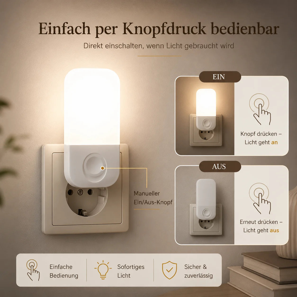 Nachtlicht Steckdose Nubo – LED, Dimmbar, Plug-in