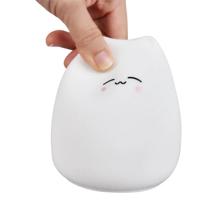 Babys Nachtlicht Katze Kawai – 7 Farben, Touch, Silikon