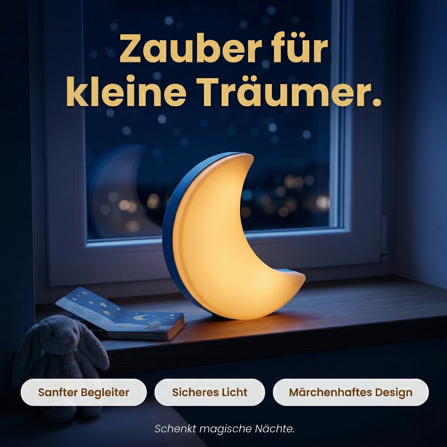 Nachtlicht Steckdose Mond – Lichtautomatik, LED, Weiß