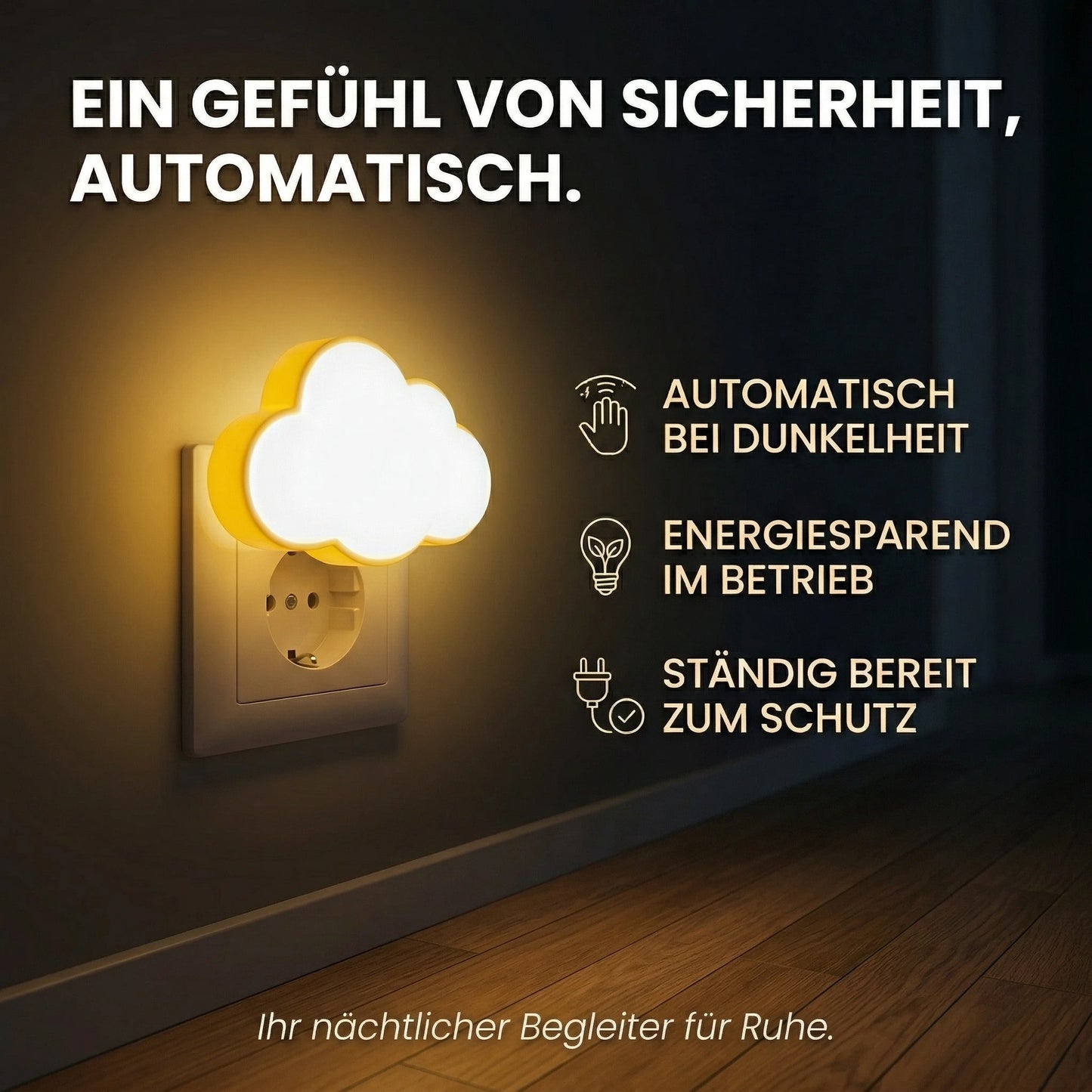 Nachtlicht Steckdose Wolke – Auto Ein/Aus