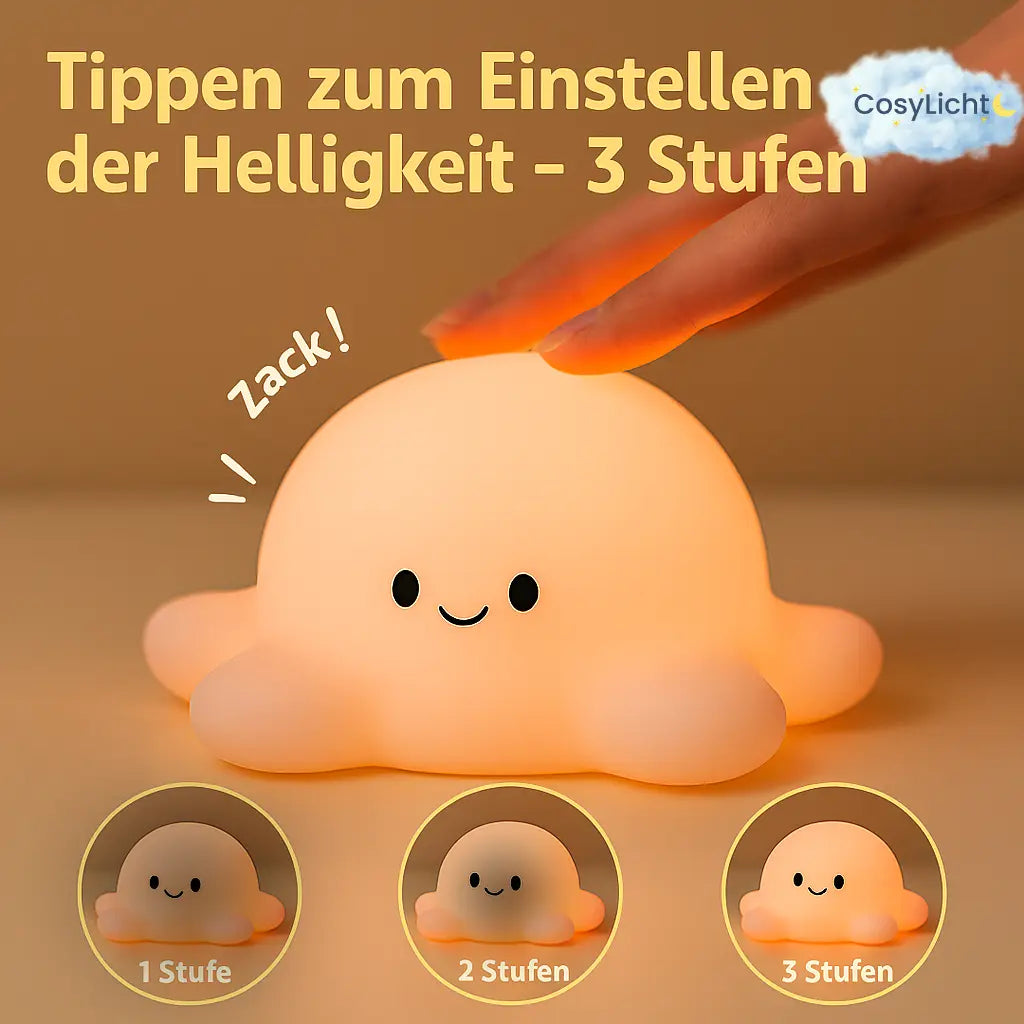 Nachtlicht Oktopus – Dimmbar, Touch, Silikon, Timer, USB
