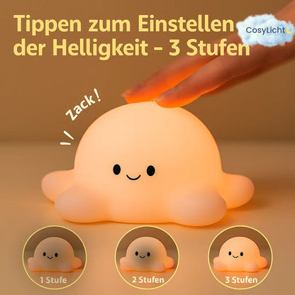 Nachtlicht Oktopus – Dimmbar, Touch, Silikon, Timer, USB