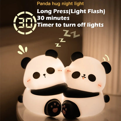 Nachtlicht Kinder Panda Umarmung – 3 Stufen, LED, Silikon