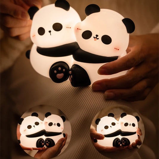 Nachtlicht Kinder Panda Umarmung – 3 Stufen, LED, Silikon