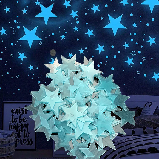 Leuchtsticker Sterne & Mond – 3D Wanddeko, Glow Set