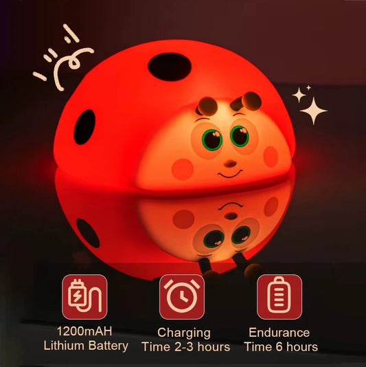 Nachtlicht Marienkäfer – Touch, Silikon, USB, LED