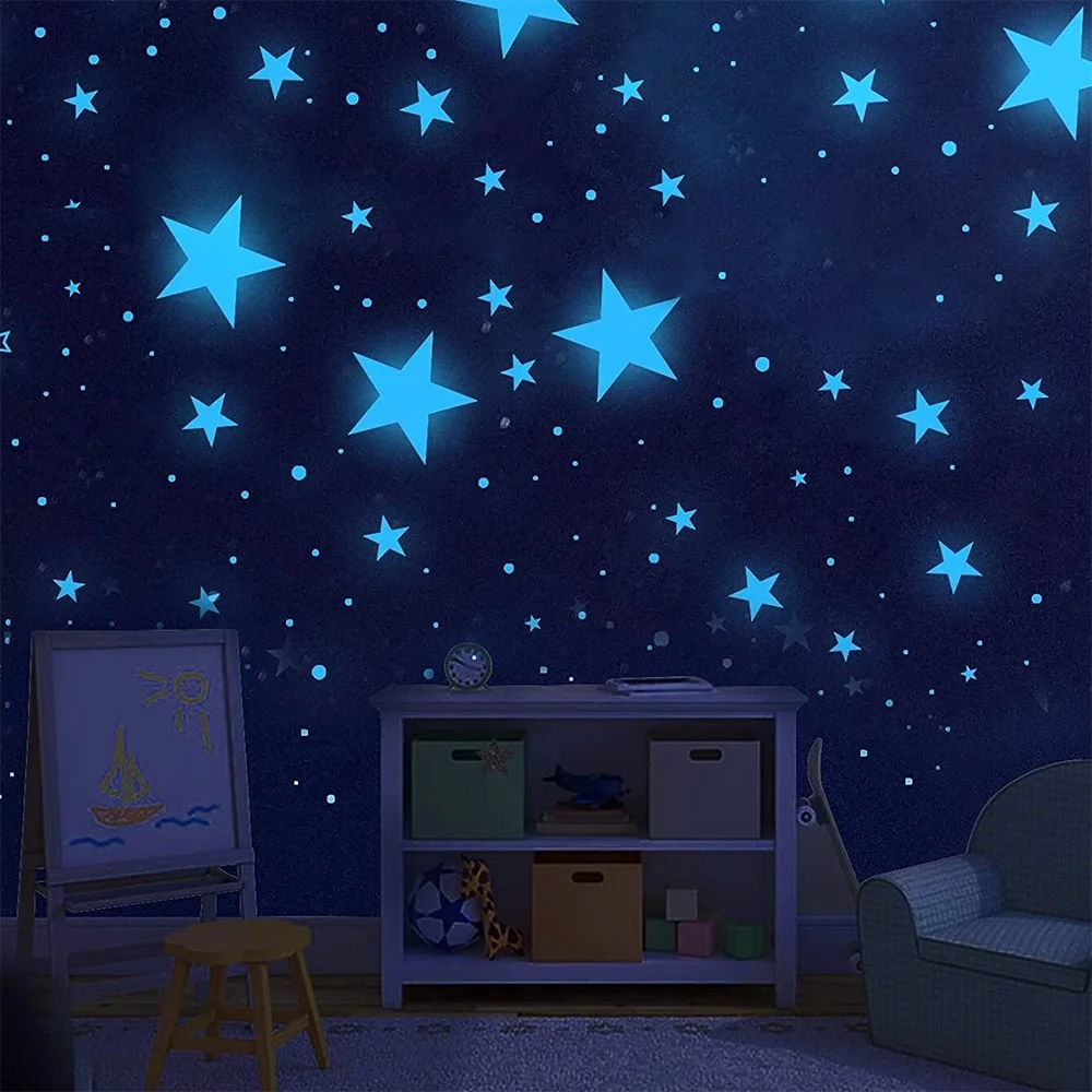 Leuchtsticker Sterne & Mond – 3D Wanddeko, Glow Set