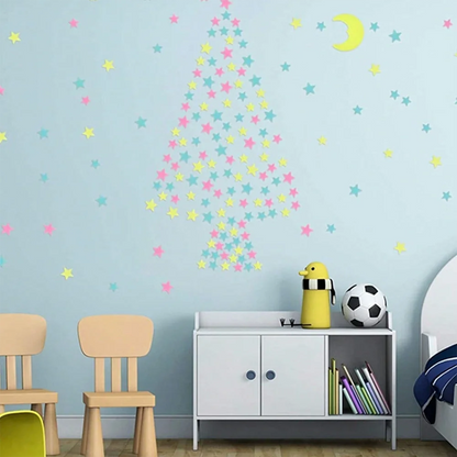 Leuchtsticker Sterne & Mond – 3D Wanddeko, Glow Set