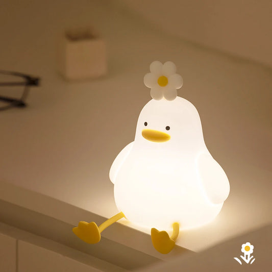 Nachtlicht Ente Blume – Touch, USB, Silikon, Timer