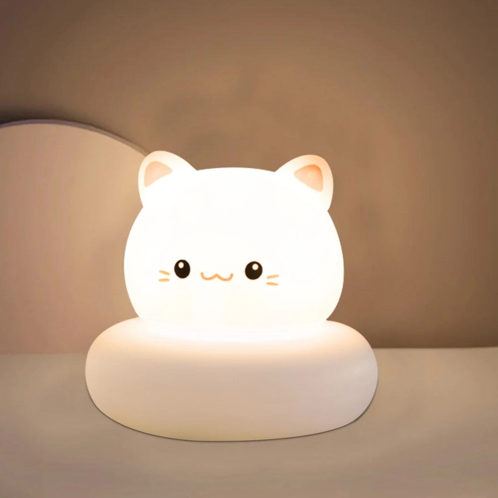 Babys Nachtlicht Baby Katze mit Fisch – 3 Helligkeiten, USB