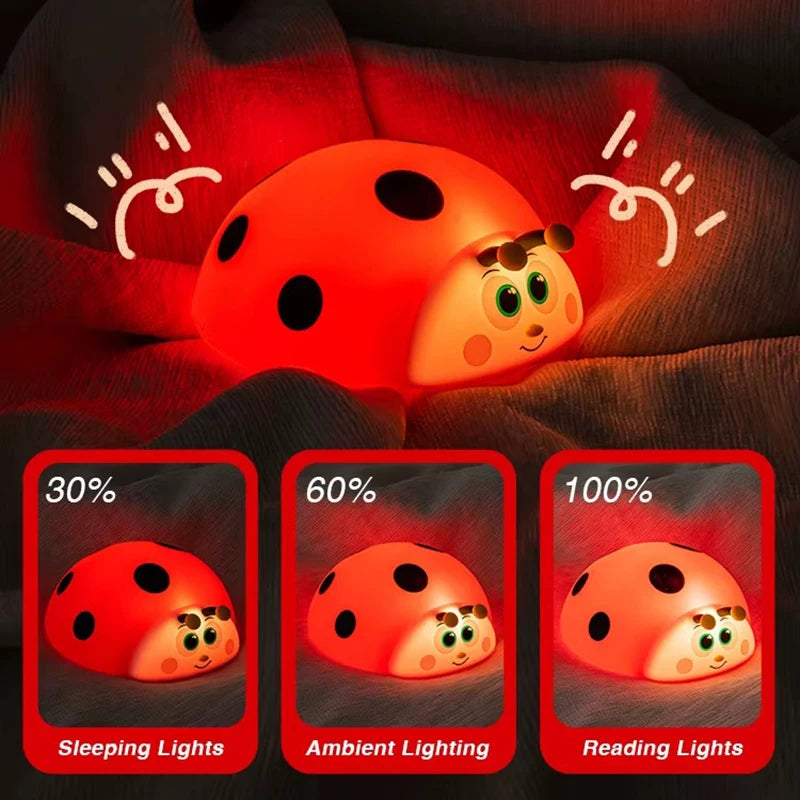 Nachtlicht Marienkäfer – Touch, Silikon, USB, LED