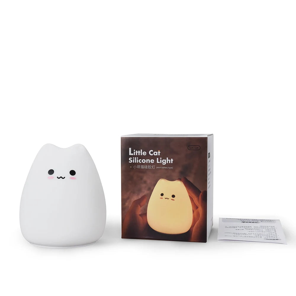 Babys Nachtlicht Katze Kawai – 7 Farben, Touch, Silikon