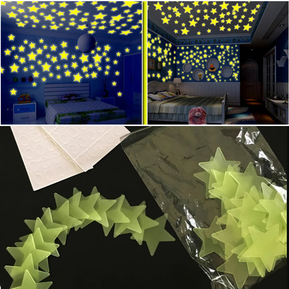 Leuchtsticker Sterne & Mond – 3D Wanddeko, Glow Set