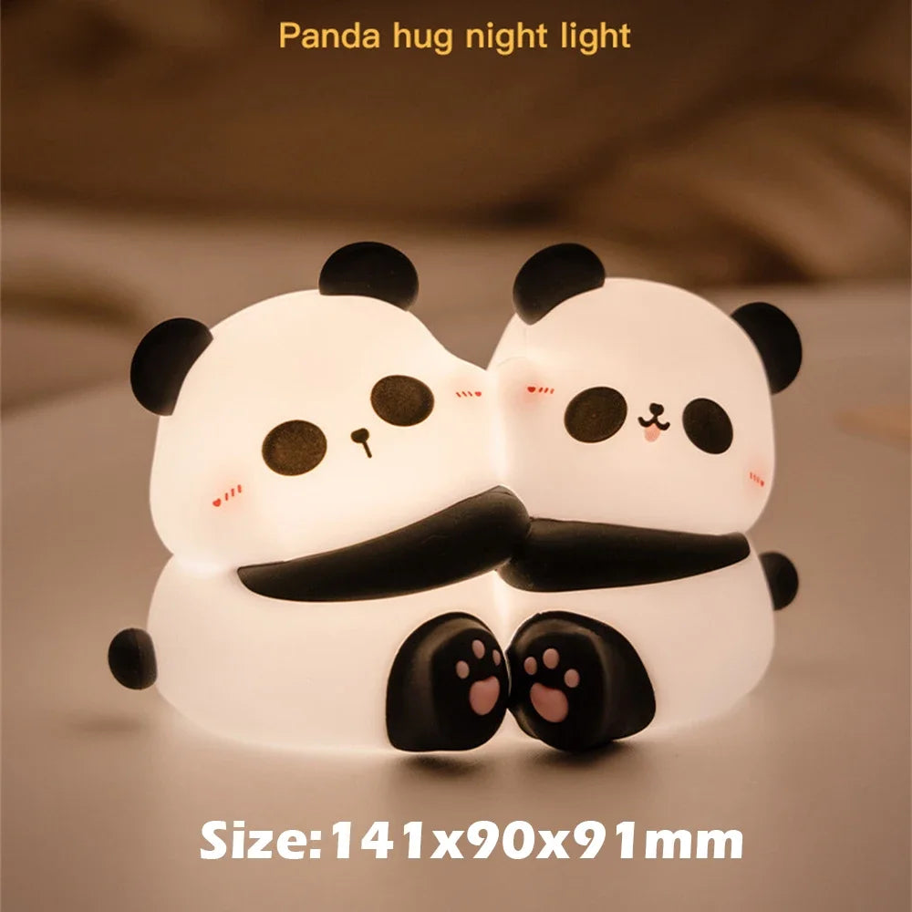 Nachtlicht Kinder Panda Umarmung – 3 Stufen, LED, Silikon