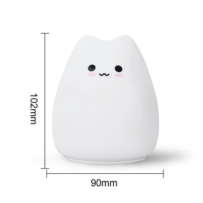 Babys Nachtlicht Katze Kawai – 7 Farben, Touch, Silikon