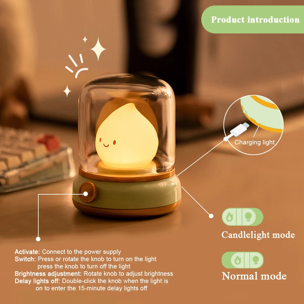 Nachtlicht Kerzenform – Dimmbar, USB, 2 Modi, LED