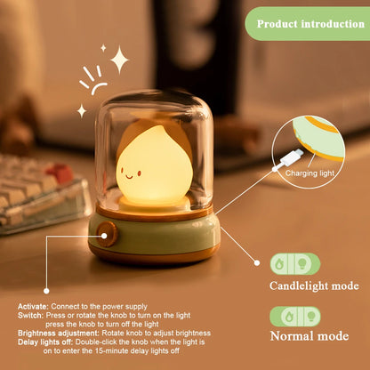 Nachtlicht Kerzenform – Dimmbar, USB, 2 Modi, LED