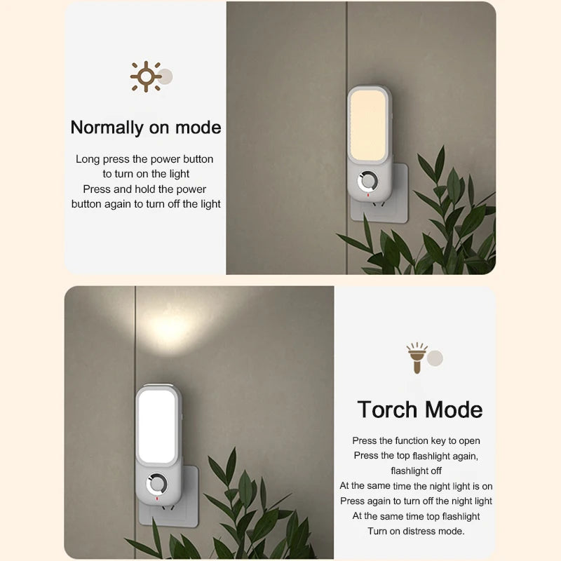 Nachtlicht Bewegung LED 2-in-1 –Taschenlampe, Plug-In