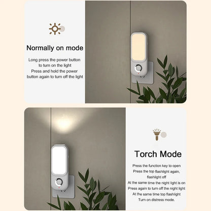 Nachtlicht Bewegung LED 2-in-1 –Taschenlampe, Plug-In