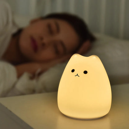 Babys Nachtlicht Katze Kawai – 7 Farben, Touch, Silikon