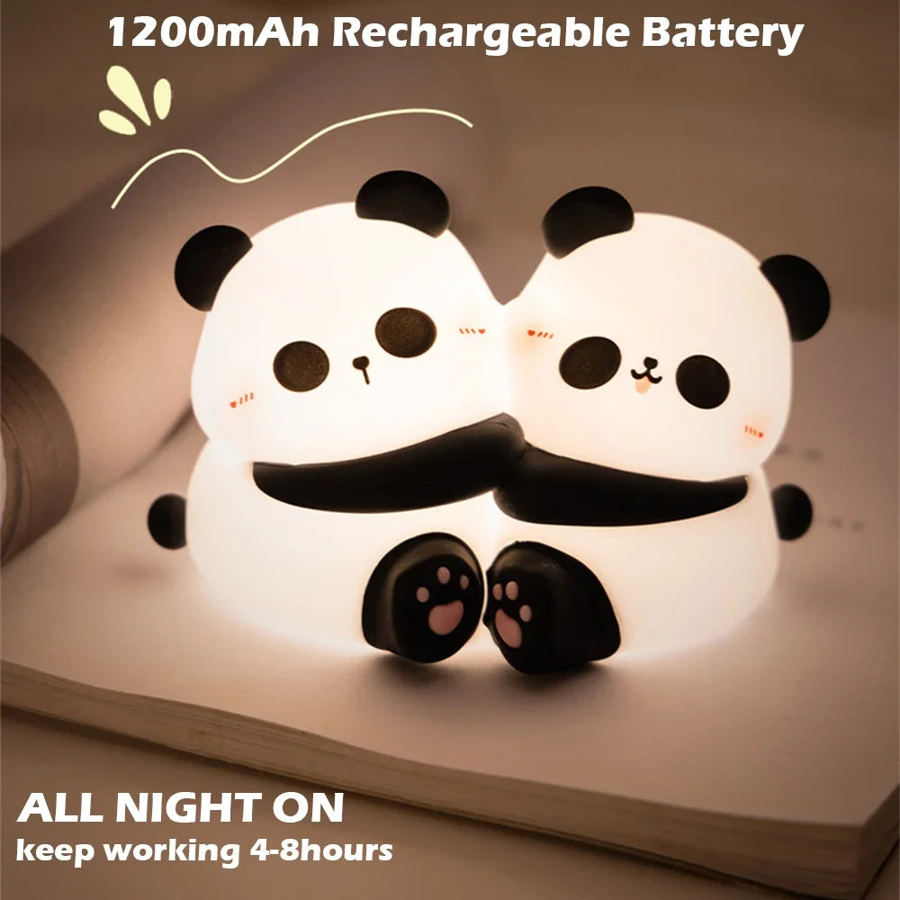 Nachtlicht Kinder Panda Umarmung – 3 Stufen, LED, Silikon
