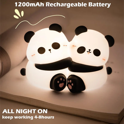 Nachtlicht Kinder Panda Umarmung – 3 Stufen, LED, Silikon