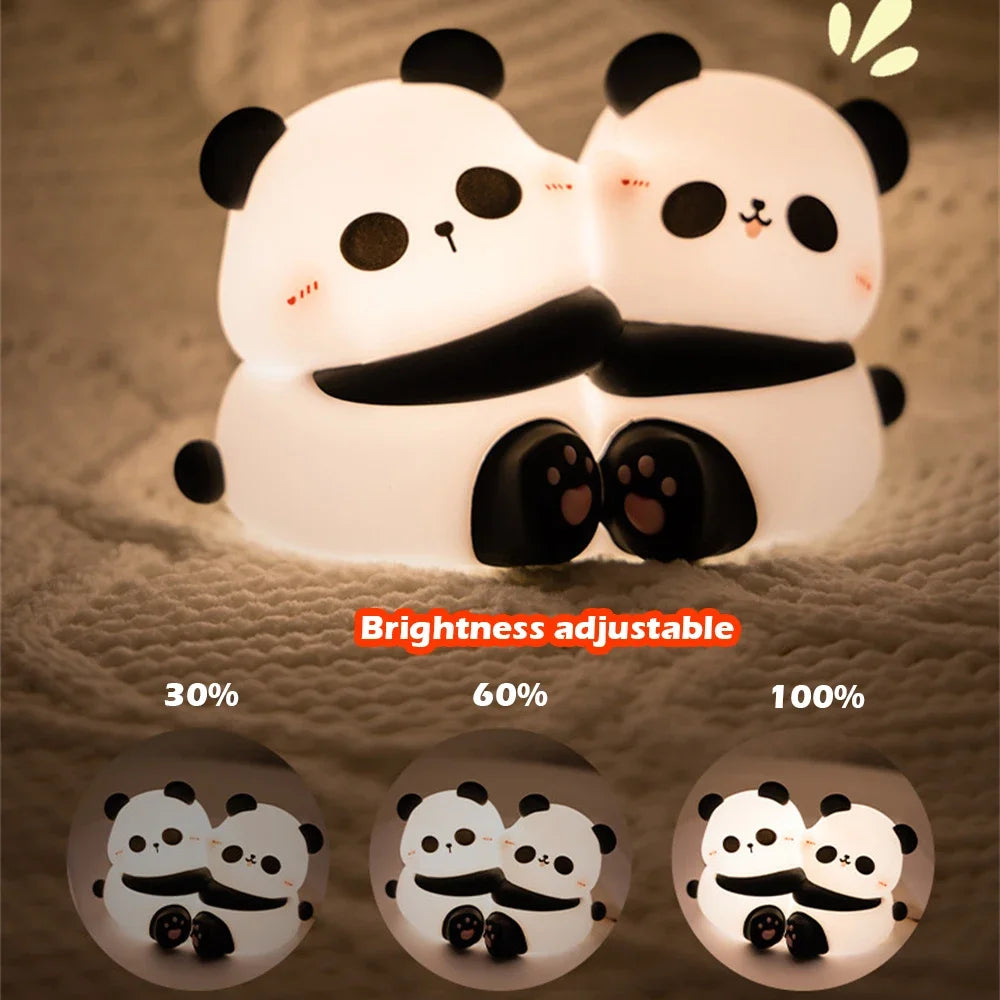 Nachtlicht Kinder Panda Umarmung – 3 Stufen, LED, Silikon