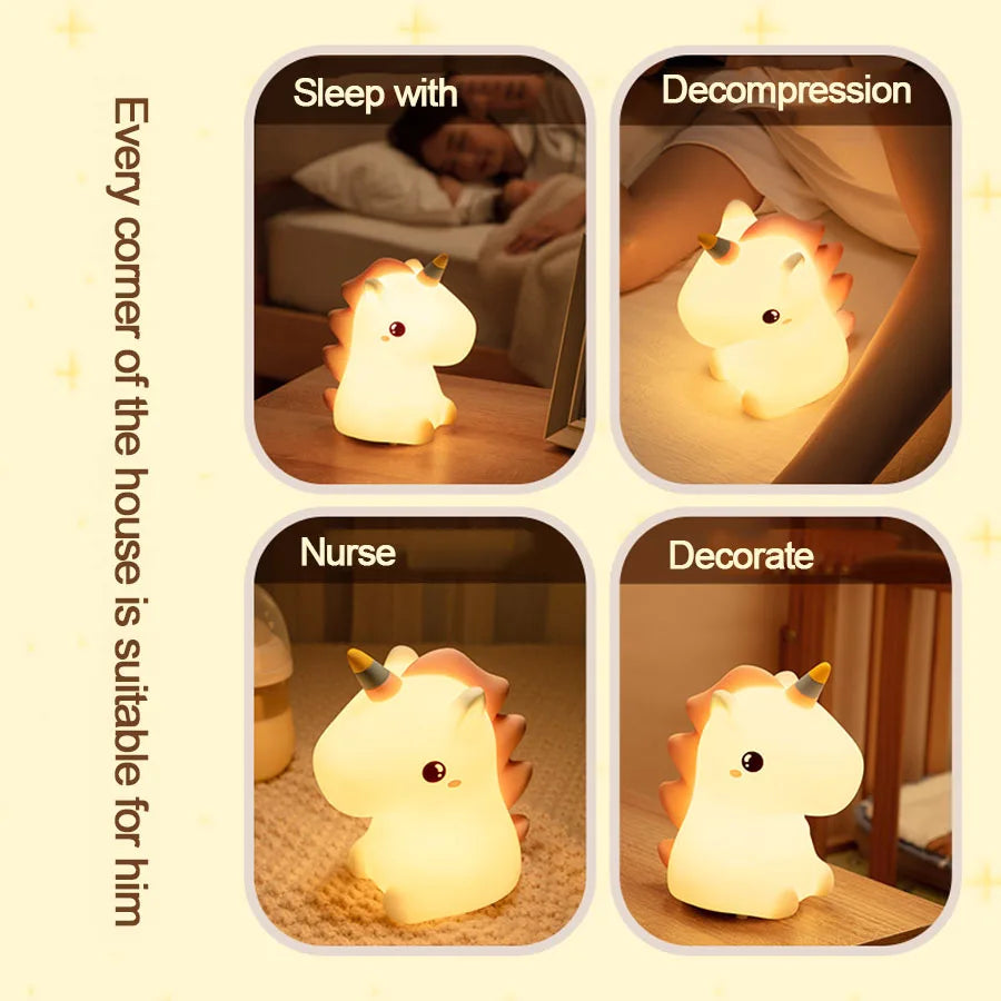 Nachtlicht Einhorn – Regenbogen, Touch, Silikon, Dimmbar