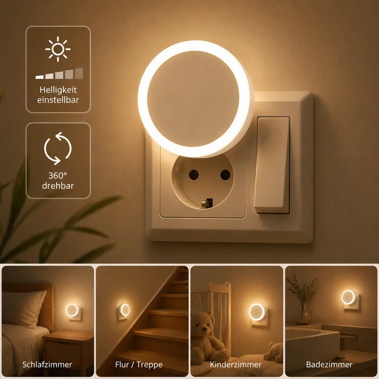 Nachtlicht Steckdose Ekko – LED, Automatik