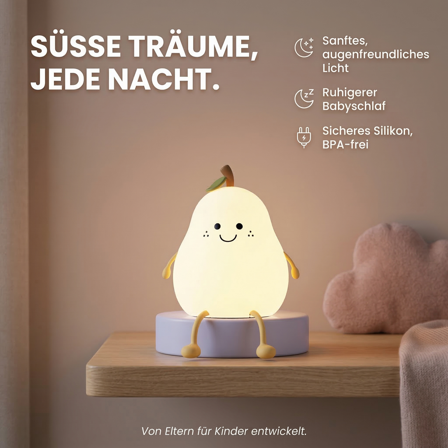 Nachtlicht Birne – 7 Farben, Silikon, Dimmbar
