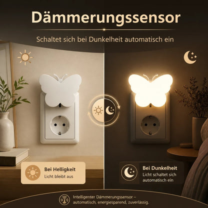 Schmetterling Nachtlicht Steckdose mit Sensor