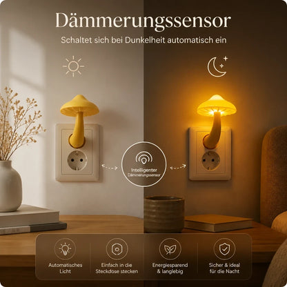 Nachtlicht Steckdose Pilz – Lichtsensor, LED, EU Plug