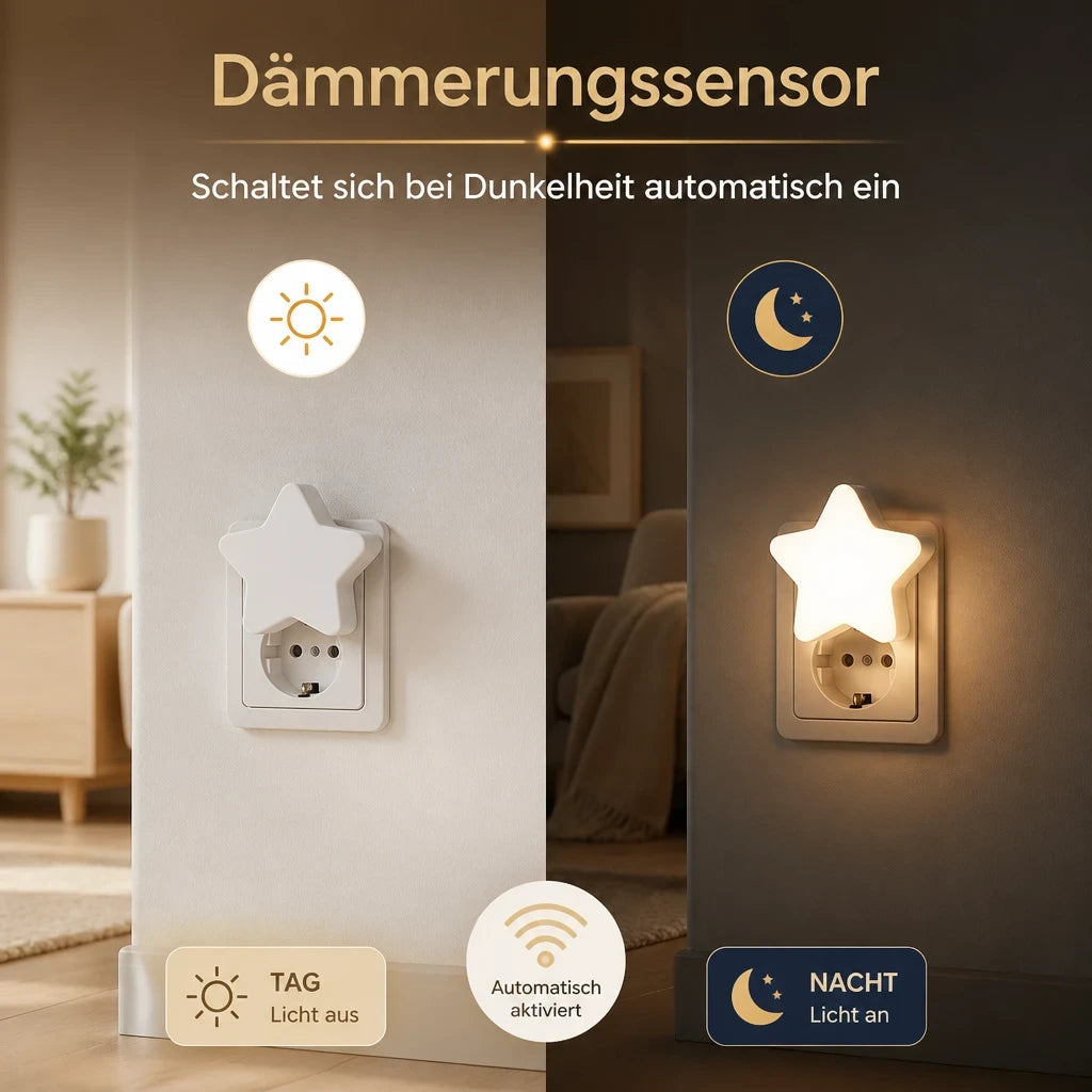 Nachtlicht Steckdose Sterne – LED, Dekolicht, sanftes Licht