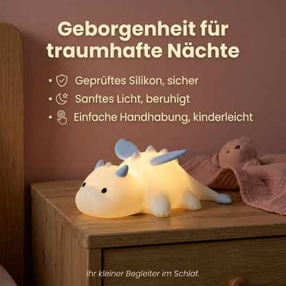 Nachtlicht Drache Blau – Touch, USB, Silikon, LED Lampe