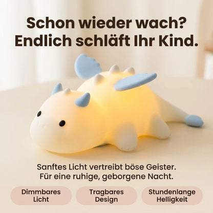 Nachtlicht Drache Blau – Touch, USB, Silikon, LED Lampe