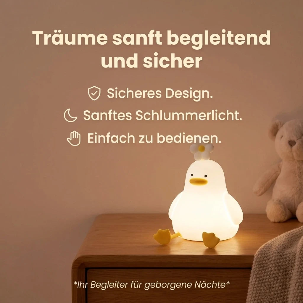 Nachtlicht Ente Blume – Touch, USB, Silikon, Timer
