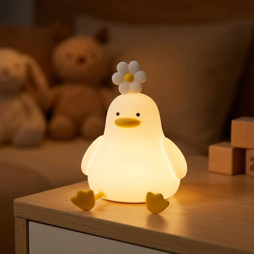 Nachtlicht Ente Blume – Touch, USB, Silikon, Timer