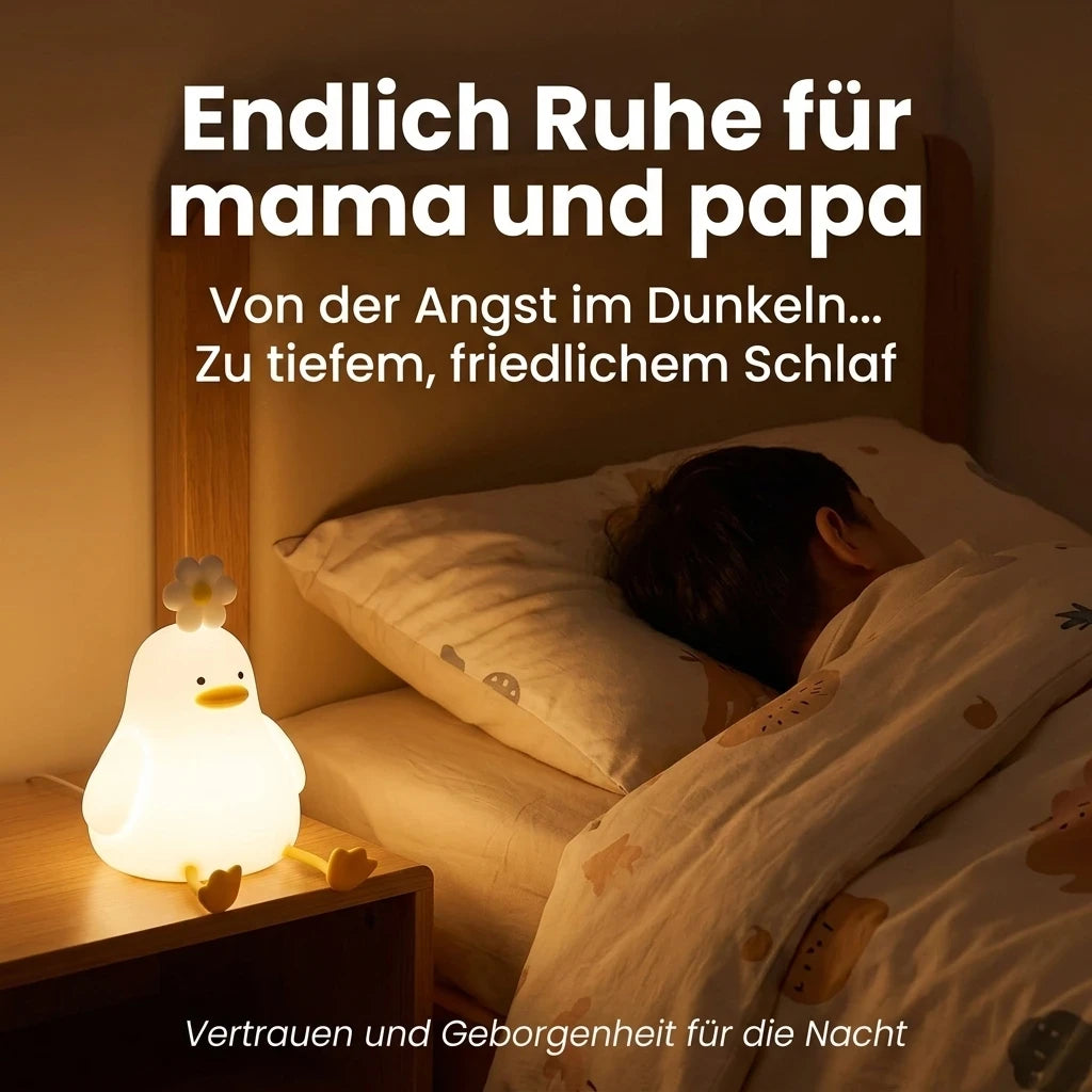 Nachtlicht Ente Blume – Touch, USB, Silikon, Timer