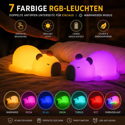 Capybara Nachtlicht – Dimmbar, Timer, Silikon, LED