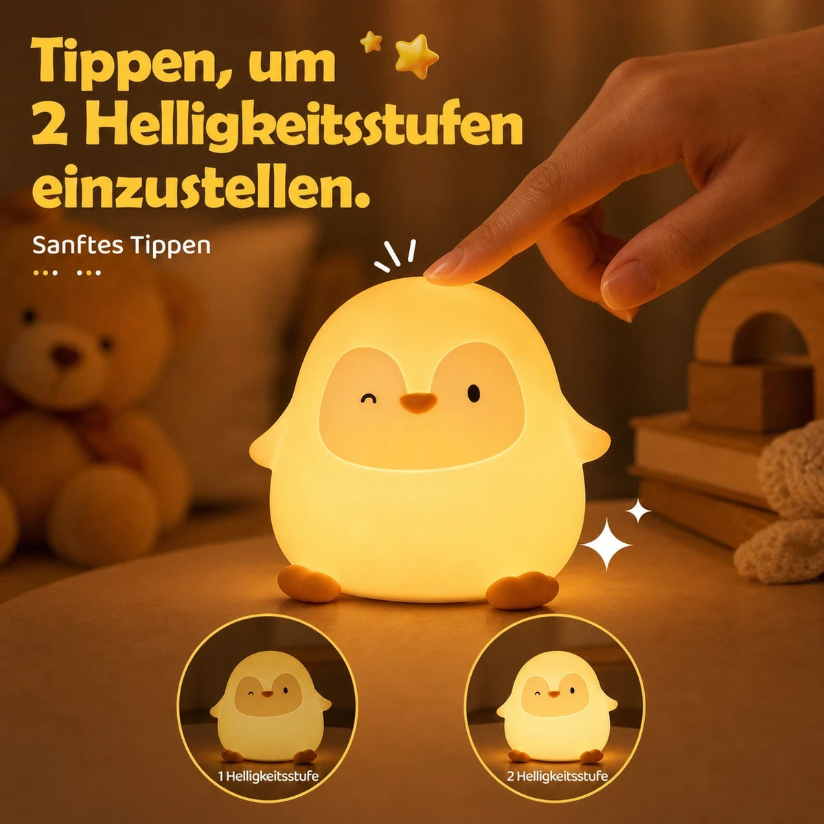 Nachtlicht Pinguin – USB, Dimmbar, Silikon, LED Lampe