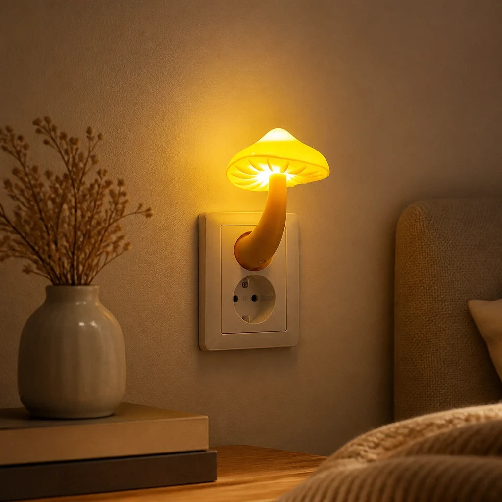 Nachtlicht Steckdose Pilz – Lichtsensor, LED, EU Plug