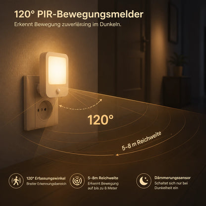 Led Nachtlicht mit Bewegungsmelder Steckdose – Bewegung, Dimmbar