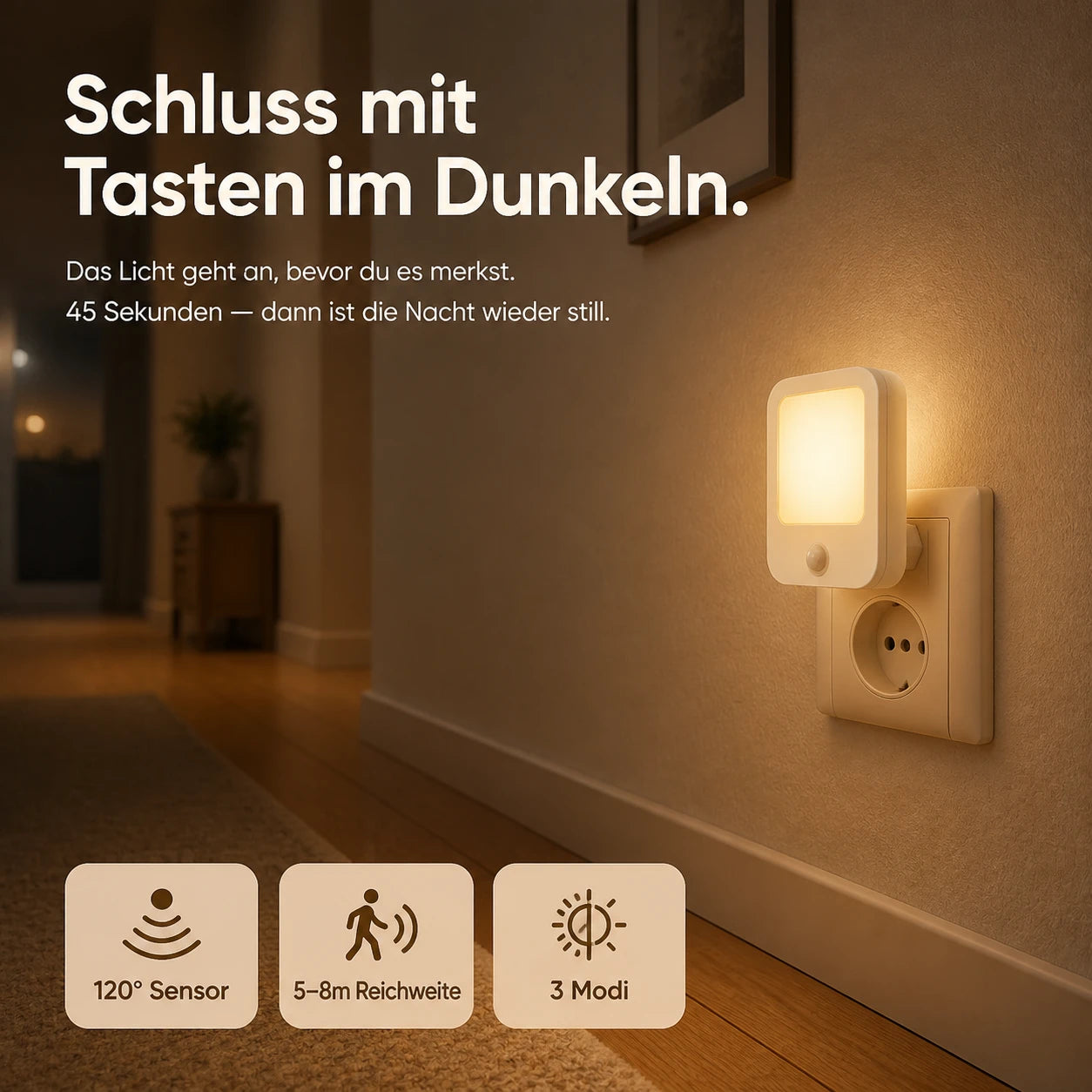Led Nachtlicht mit Bewegungsmelder Steckdose – Bewegung, Dimmbar