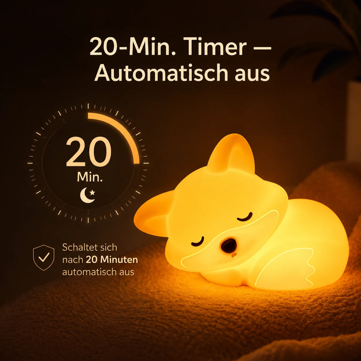Nachtlicht Fuchs – USB, Dimmbar, Silikon, LED Lampe