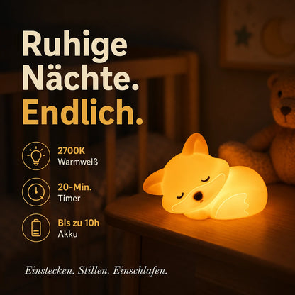 Nachtlicht Fuchs – USB, Dimmbar, Silikon, LED Lampe