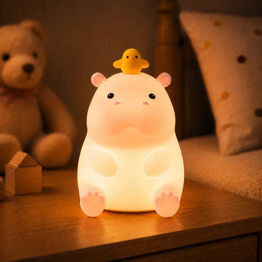 Nachtlicht Nilpferd – Touch, USB, Silikon, LED Lampe